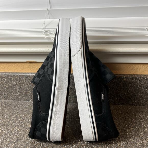 VANS Old Skool Classic Slip On Black Gray Check Canvas Skate Shoes Men's Size 10 - Picture 5 of 10